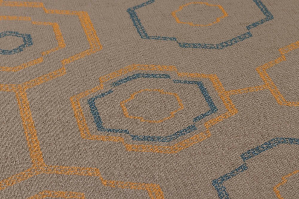 ethnic origin retro taupe oker petrol vlies