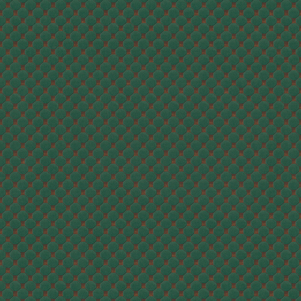 art deco geometrisch  brons groen relief dots oogst als velours vinyl op vlies