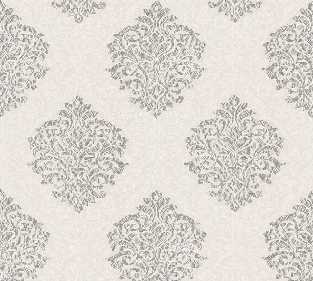 Vlies behang  barok  off white wit zilver vlies