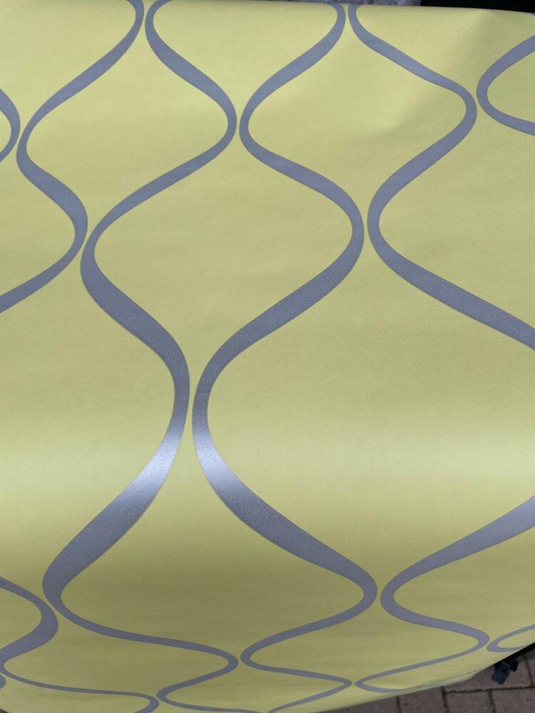 grafisch zilver florida geel   vlies behang