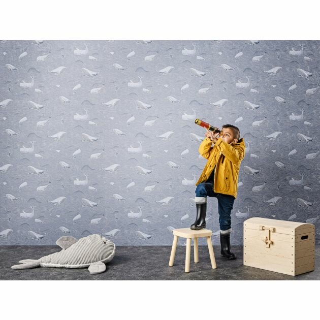 BN Wallcoverings Doodleedoo 220733 - pvc vrij  walvis vinyl op vlies