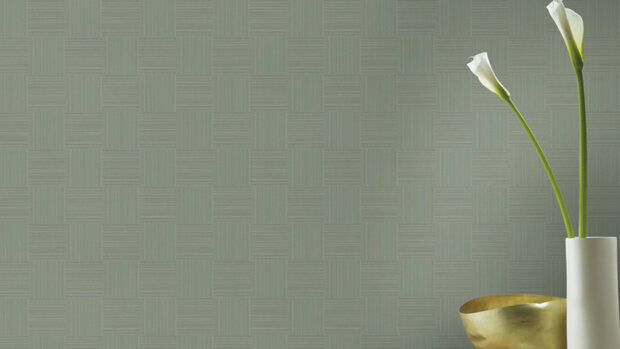 denzo grafisch squares green vlies