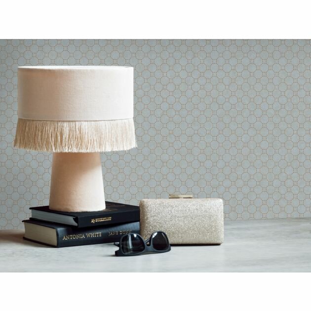 grafisch hotelchic  ijsblauw brons vinyl op vlies