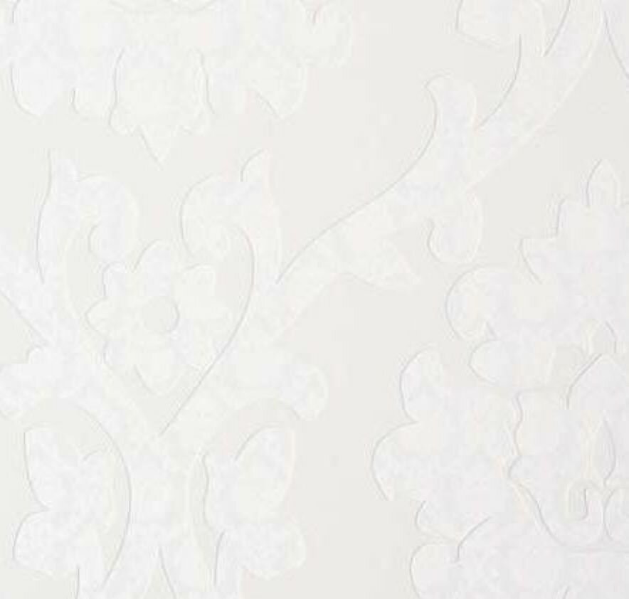 ivoor met wit parelmoer relief bloem baroque vinyl op vlies