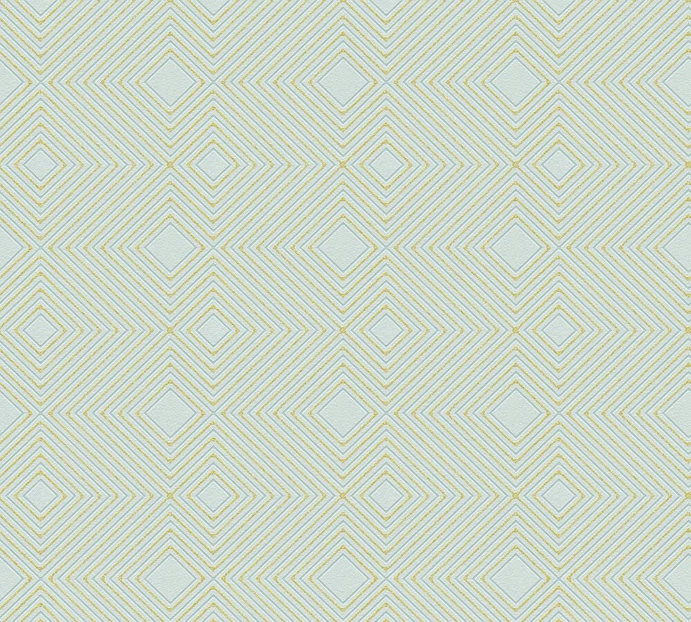 grafisch soft bleu met goud glinster vinyl op vlies