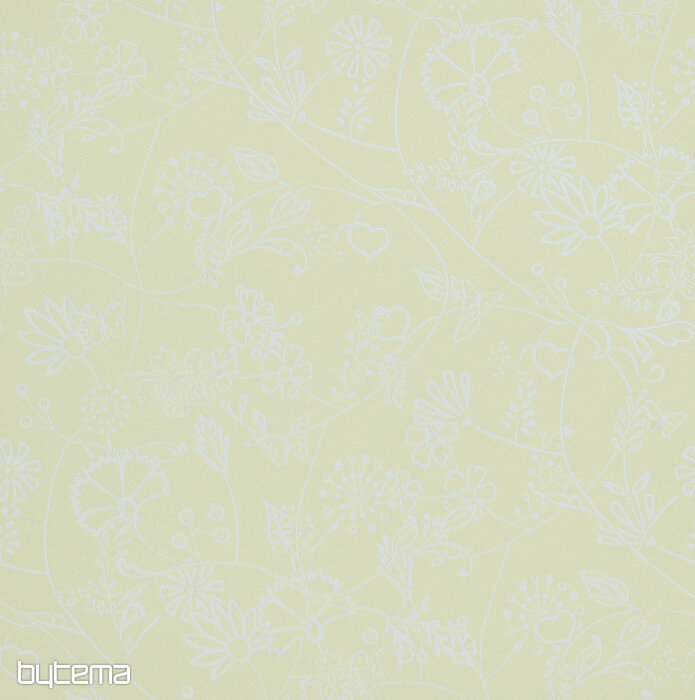 pastel geel  bloemen vlies 