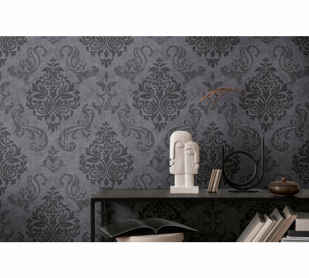 AS Creation Memory behang 95372-3 - 549505 Barok - Zwart / Zilver glitter op ornament