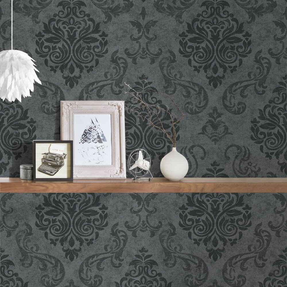 AS Creation Memory behang 95372-3 - 549505 Barok - Zwart / Zilver glitter op ornament