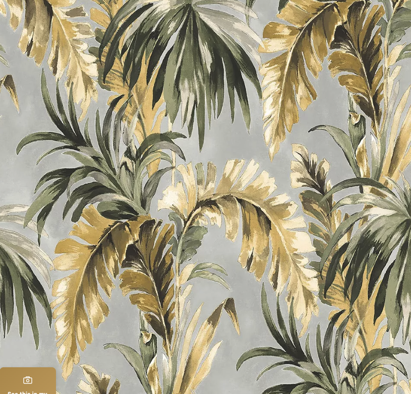 Luxury vlies behang oker grijs groen   hotechique bladeren   pvc vrij  eco deco Essentials