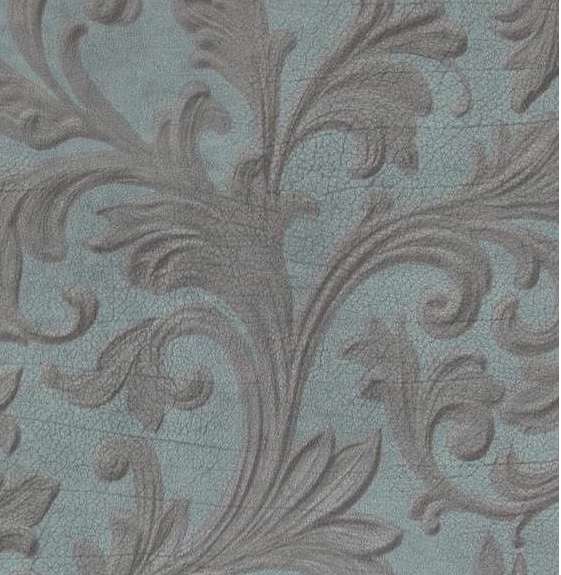 leather look vlies ornament blauw grijs 