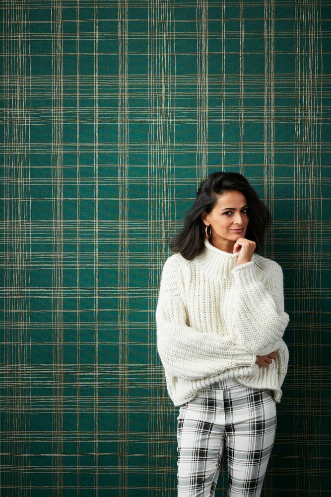 HOTELCHIQUE GROEN MET GOUD vlies  dubbelbreed 1.06 meter vlies