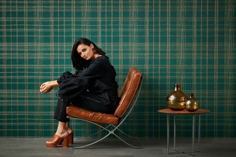 HOTELCHIQUE GROEN MET GOUD vlies  dubbelbreed 1.06 meter vlies