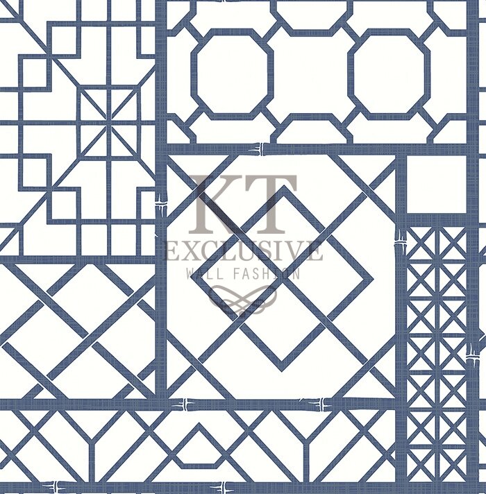 bridgerton bleu bamboe conservatory of the Queen  acrylic behang op papier rug