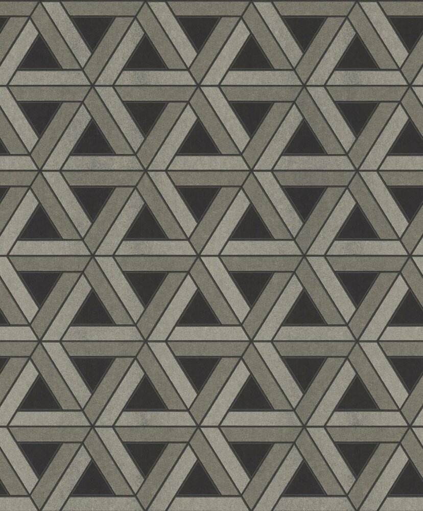 luxe rasch textil oogt als zijde grafisch art deco  vlies zwart   met soft goud diamond dust finish