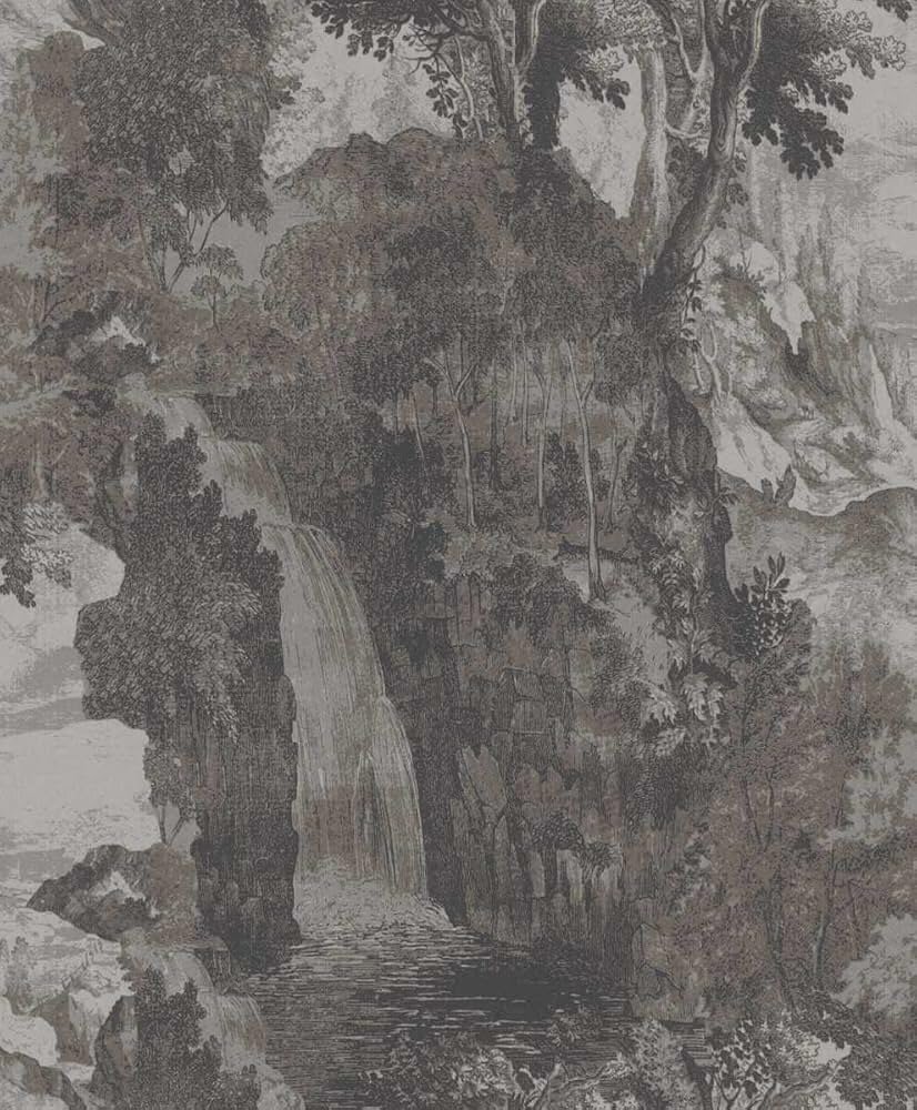 The Empress garden waterfall nocturne vinyl op vlies oogt als zijde