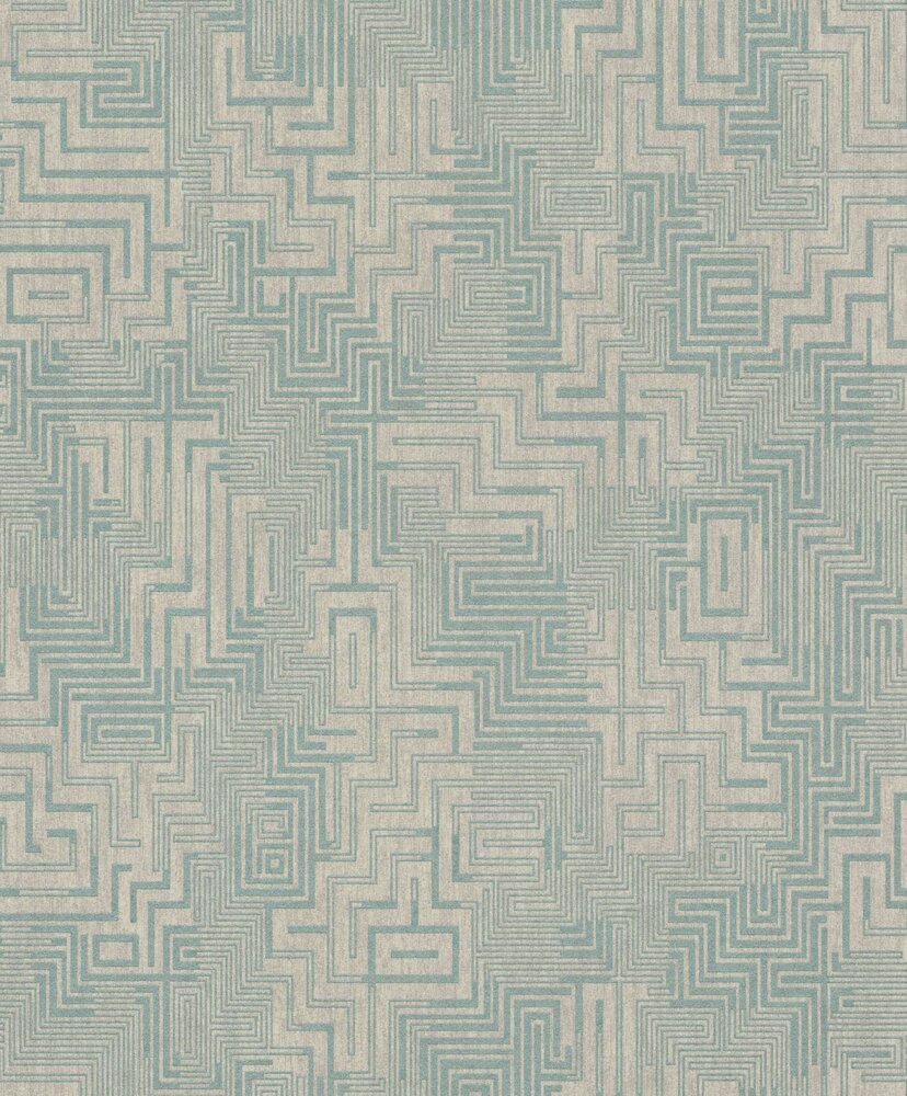 grijs groen grafisch  metallic vlies