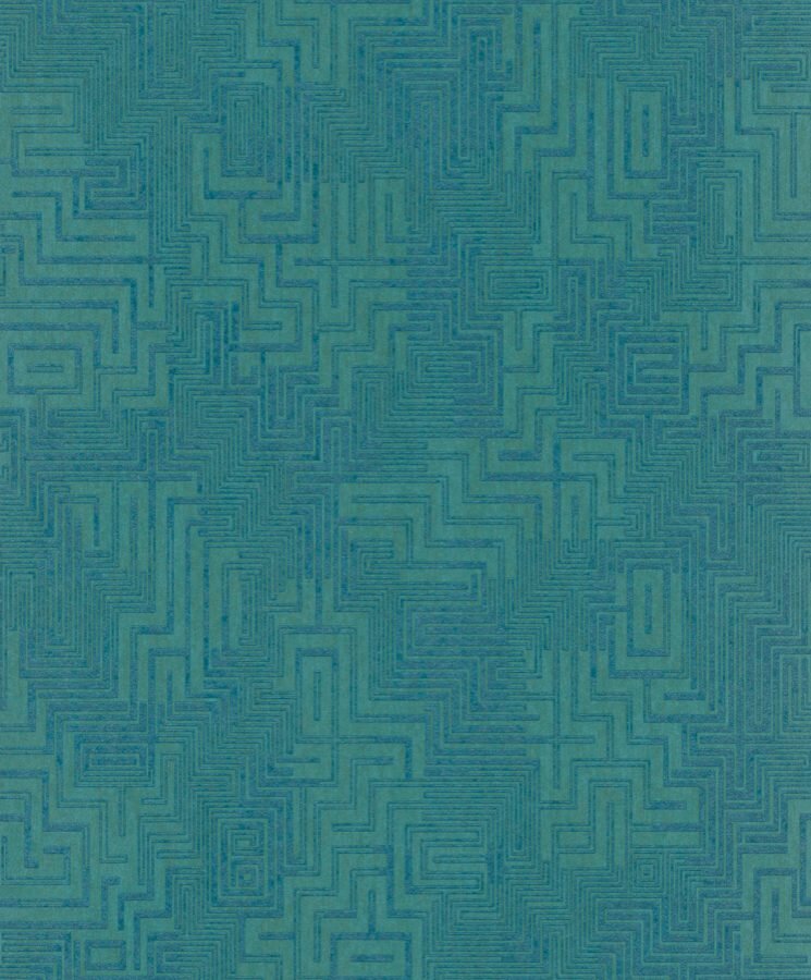 petrol groen grafisch  metallic vlies