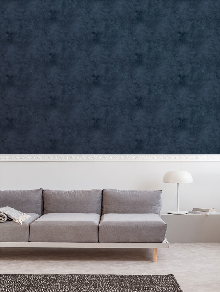 LET OP !!!!!  BEHANG HEEFT SOMS AAN DE ZIJKANT WITTE  BESCHADIGINGEN  DIE EVENTUEEL LATER MOETEN WORDEN INGEKLEURD blauw kalk  betonlook vinyl op vlies ecodeco1