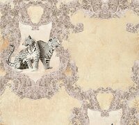 les tigres de la reine glans vinyl op vlies  beige taupe