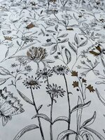 les fleur blanc et noir met goud  vinyl op vlies