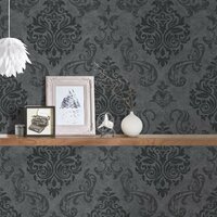 AS Creation Memory behang 95372-3 - 549505 Barok - Zwart / Zilver glitter op ornament