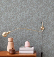 leather look vlies ornament blauw grijs 