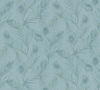 pauwenveertjes blauw turcqiose met goud glitter vlies