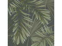 green bleu leaves vinyl op vlies ecodeco
