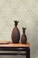 grasweefsel look  shades of bleu grafisch acrylic behang op papier rug