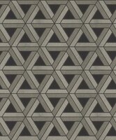 luxe rasch textil oogt als zijde grafisch art deco  vlies zwart   met soft goud diamond dust finish