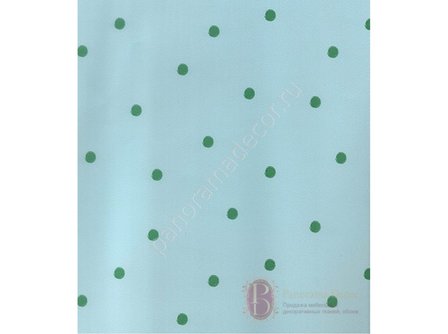 hemelsblauw met groene polkadots papier behang