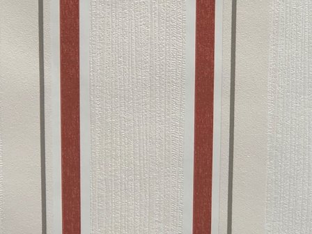 Streep wit / rood vinyl op vlies 18561