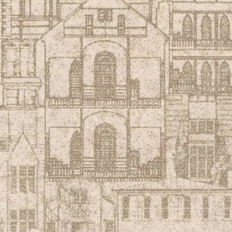 Light Brown Architectural  Old London Town Street Scene vlies 
