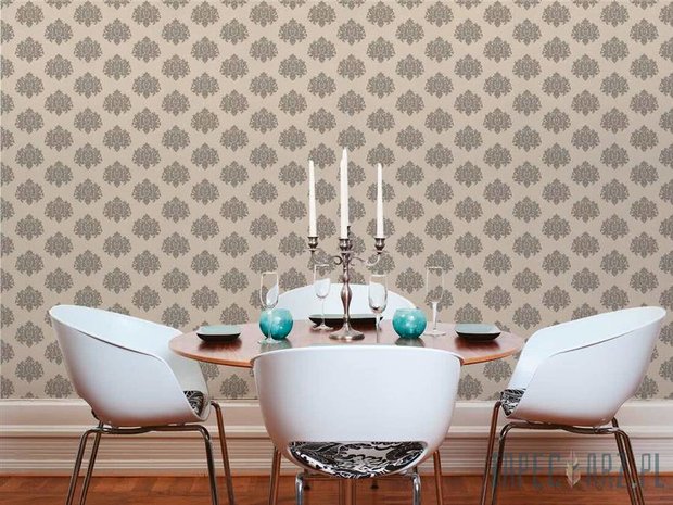 36887-3 barok Taupe met koper Glitter dubbel breed 