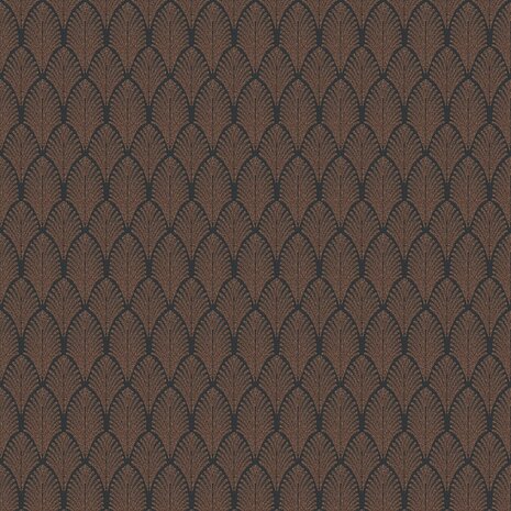art deco bruin zwart met gouden glitter vinyl op vlies