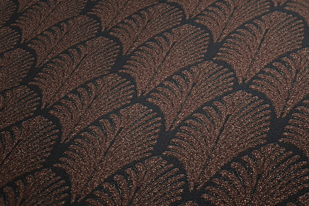 art deco bruin zwart met gouden glitter vinyl op vlies