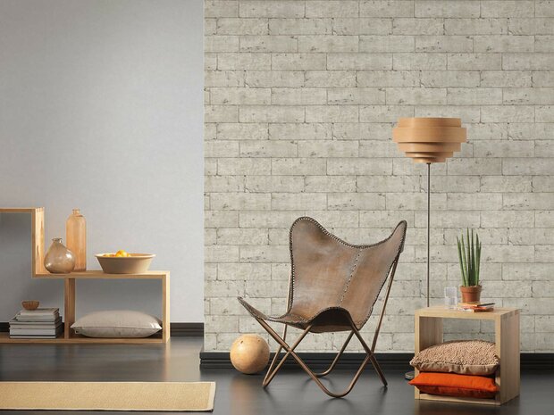 lutece behang Vinyl op vlies grijs beige chatteau steen 