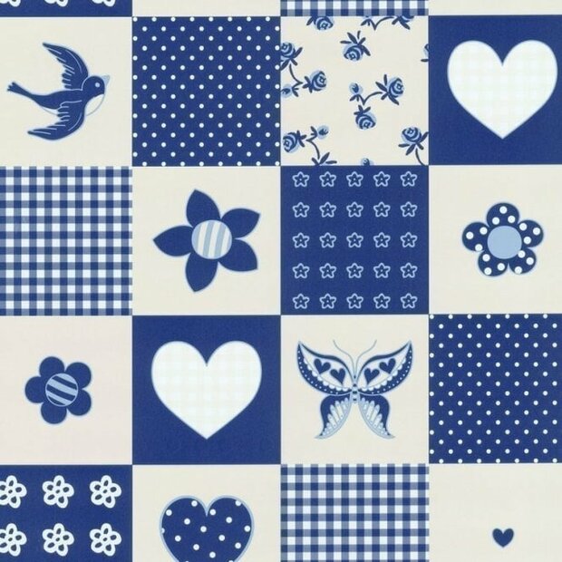 happy butterfly hearts  squares papier behang 