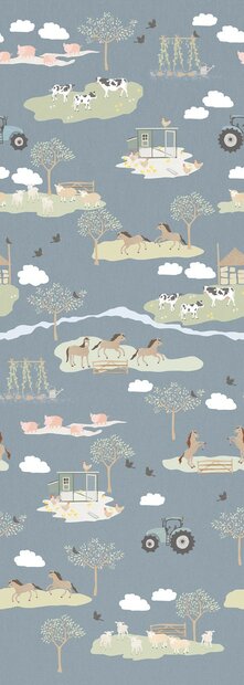 Behangexpresse Kate &amp; Andy On The Farm Bl Fotobehang INK7471