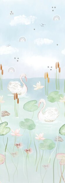 Behangexpresse Kate &amp; Andy Swan Pond Bleu Fotobehang INK7455