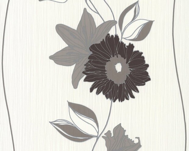 trebdy taupe creme choco flowers vinyl op vlies
