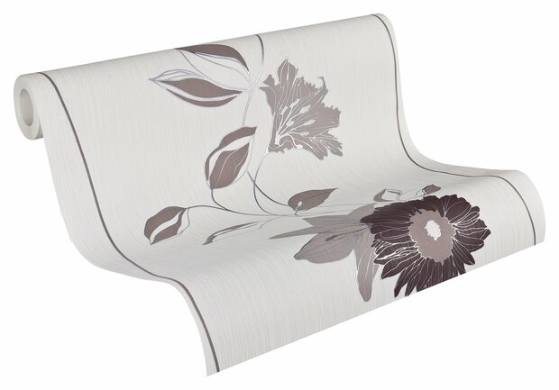 trebdy taupe creme choco flowers vinyl op vlies
