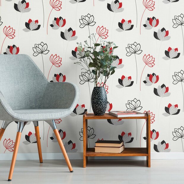 trendy flowers vinyl op vlies