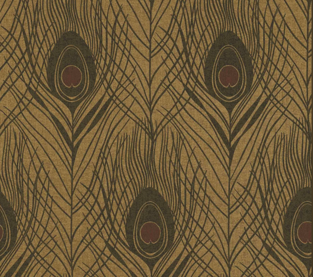 pauwen veren  - Zwart /  okerGoud hotel chique