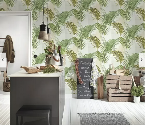 linnenweefsel met bladeren  groen wit vinyl. op vlies