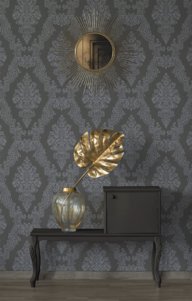 linnenweefsel barok grijsvinyl op vlies 1