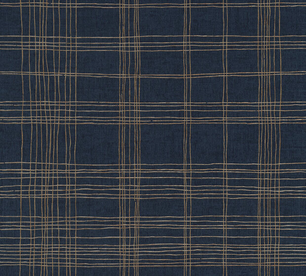 HOTELCHIQUE KONINGSBLAUW  MET GOUD vlies  dubbelbreed 1.06 meter vlies