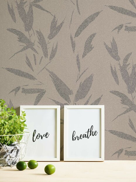 AS Creation New Elegance 37549-3 - 375493 - taupe/ Grijs botanisch linnenweefsel vlies