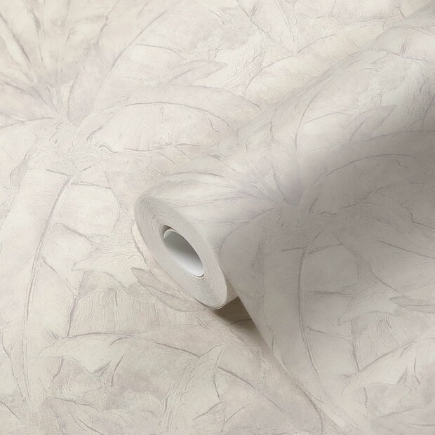 francesca milano  metropolitan stories  36927-4 hotelchique wit /grijs leaves vinyl op vlies