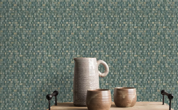 white lotus bamboe look turquoise goud/beige hotel chique1